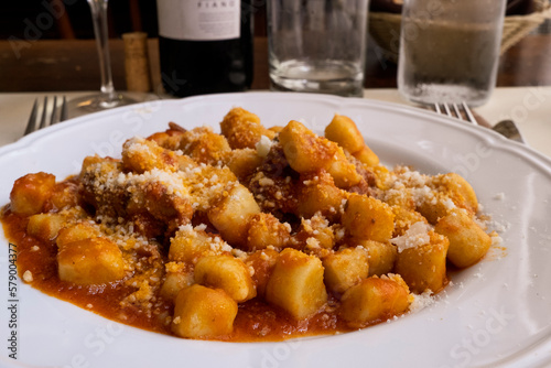 gnocchi with meat and tomatoes a typical roman's plate