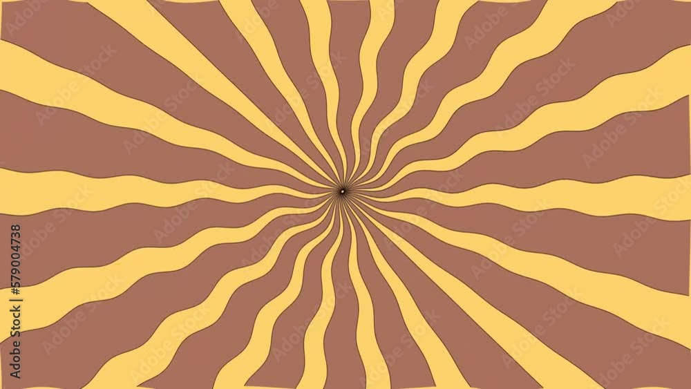 Retro style background 70s Style, spiral of brown and yellow animation, groovy