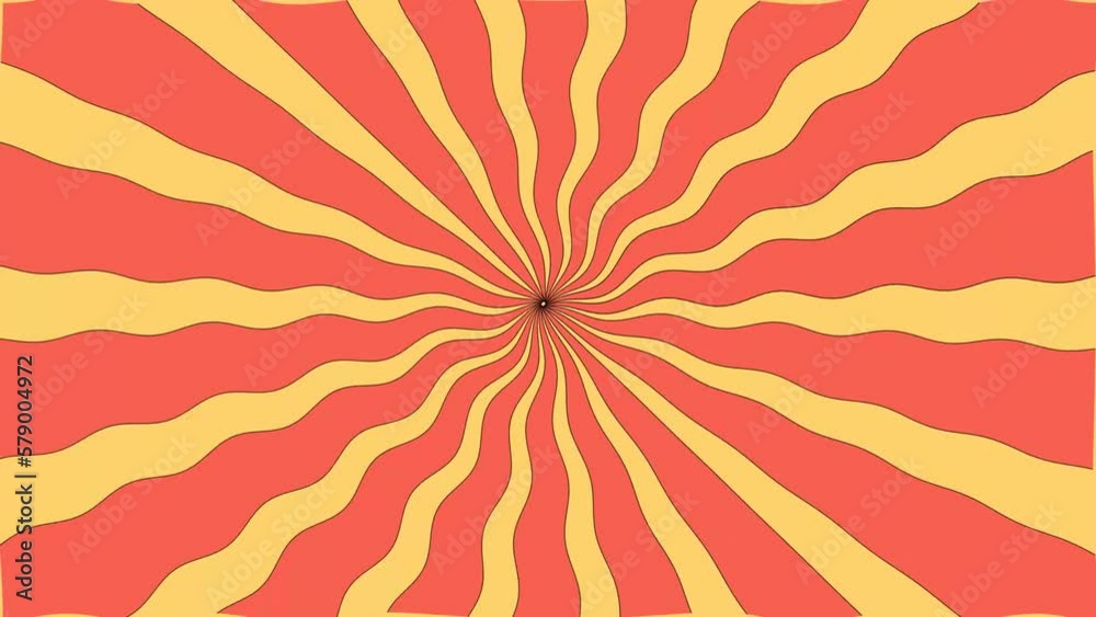 70s style animation background, retro color groovy, spiral, red and yellow
