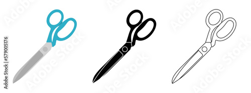 Scissors icons set. Isolated cutting scissors. Pictogram of scissor. Symbol of cutting. Vector illustration