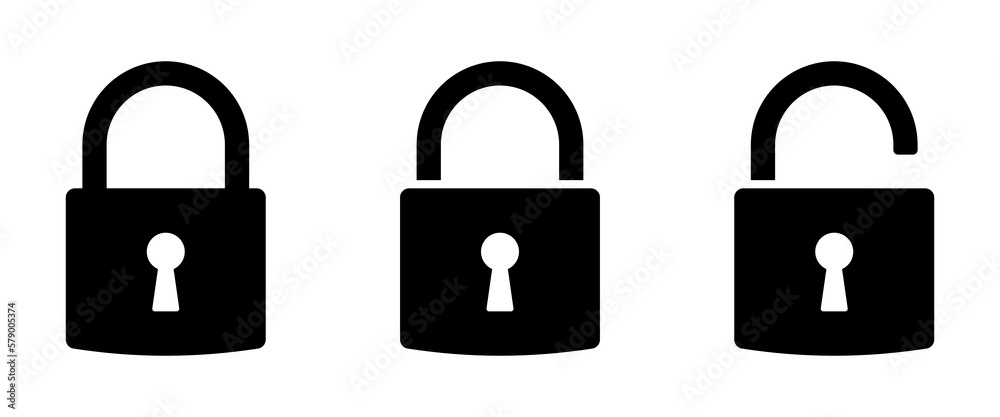 Closed and open locks vector graphic icons collection Closed and open locks vector graphic icons collection