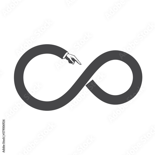 hand pointing finger infinity shape vector illustration 