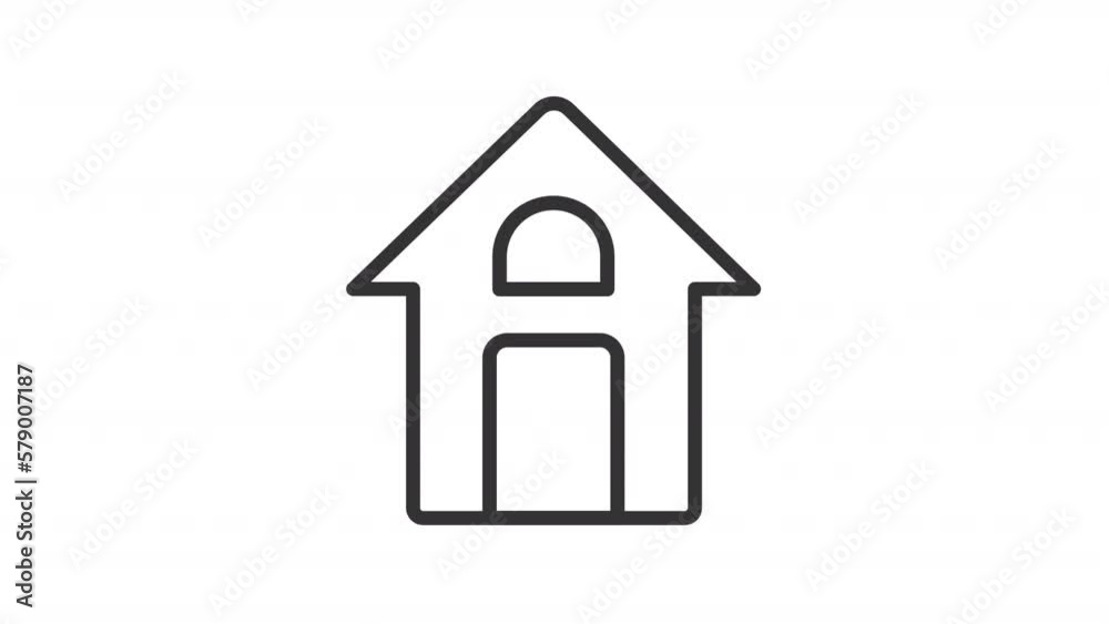 Animated house linear icon. Real estate agency. Home purchasing. Suburban residence. Seamless loop HD video with alpha channel on transparent background. Outline motion graphic animation Animated house linear icon. Real estate agency. Home purchasing. Suburban residence. Seamless loop HD video with alpha channel on transparent background. Outline motion graphic animation