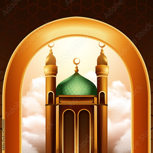 Mosque illustration background. Mosque for Ramadan Kareem and eid mubarak background