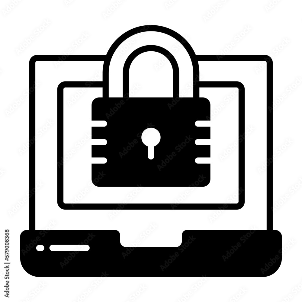Padlock with laptop denoting vector of laptop security, premium icon Padlock with laptop denoting vector of laptop security, premium icon