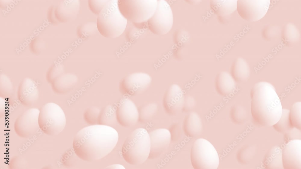 Flying up pastel pink eggs with shallow depth of field. Easter eggs loopable backdrop. 3d render Flying up pastel pink eggs with shallow depth of field. Easter eggs loopable backdrop. 3d render