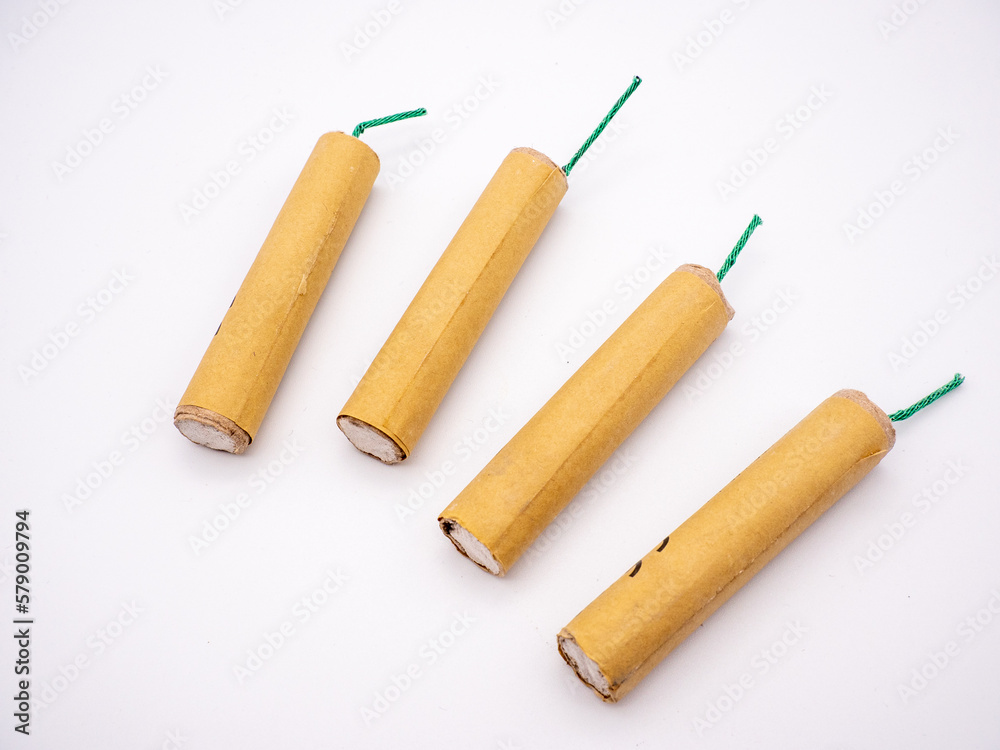 high explosive petards on white background high explosive petards on white background