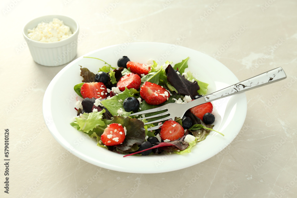 Concept of tasty food, salad with strawberry Concept of tasty food, salad with strawberry