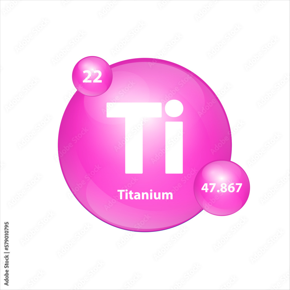 Titanium (Ti) icon structure chemical element round shape circle Pink. 3D Illustration vector. Chemical element of periodic table Sign with atomic number. Study in science for education. Titanium (Ti) icon structure chemical element round shape circle Pink. 3D Illustration vector. Chemical element of periodic table Sign with atomic number. Study in science for education.