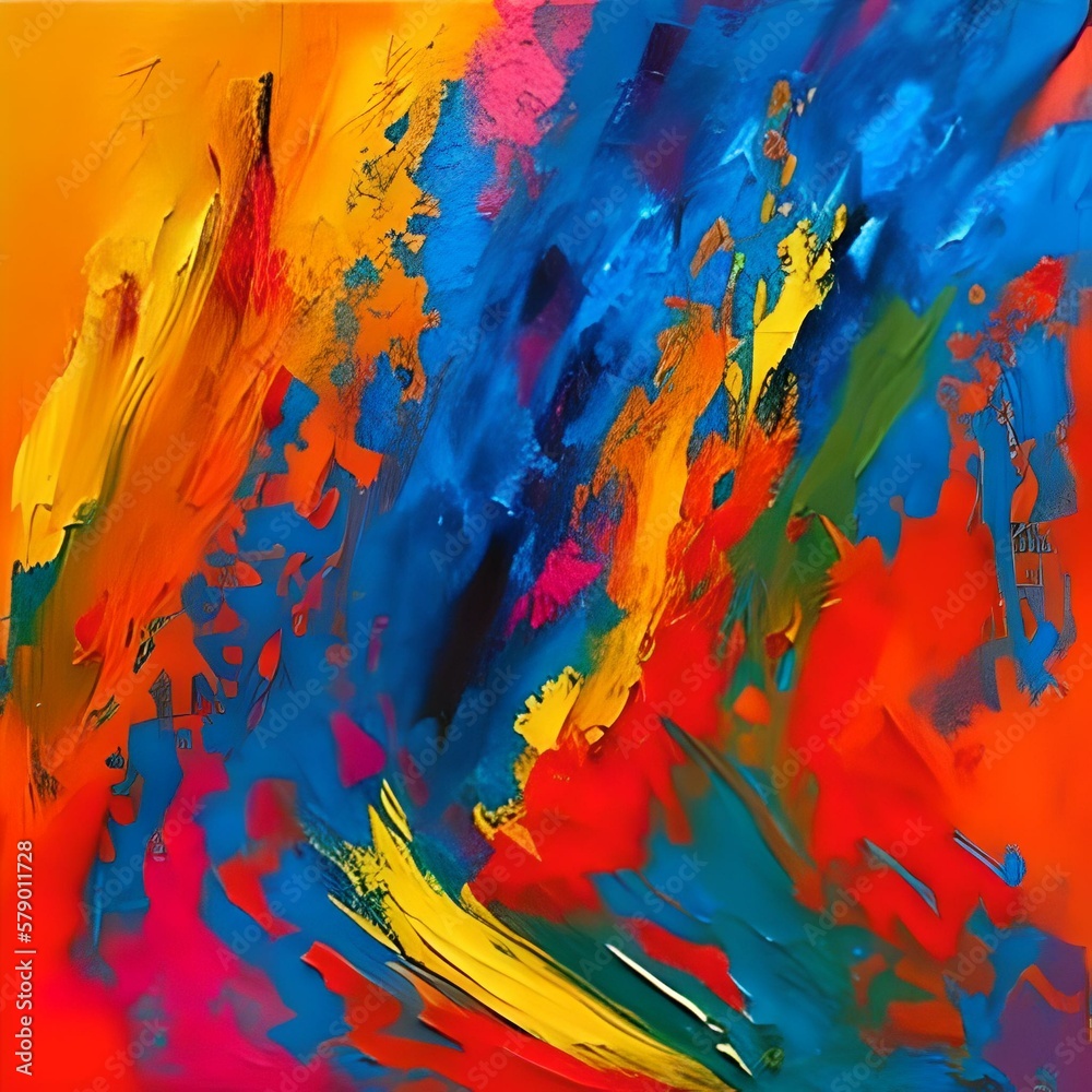 Abstract painting with bold, contrasting colors and dynamic strokes