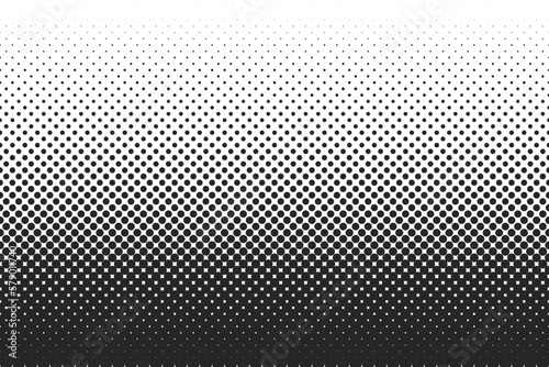 Seamless abstract black gradient halftone circle texture isolated on white background. Geometric vector shape elements pattern for presentation design. Fit for corporate, business, talks