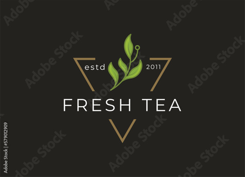 Tea leaf logo design template. icon for tea shop, tea store, packaging product.