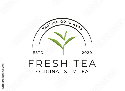 Tea leaf logo design template. icon for tea shop, tea store, packaging product.