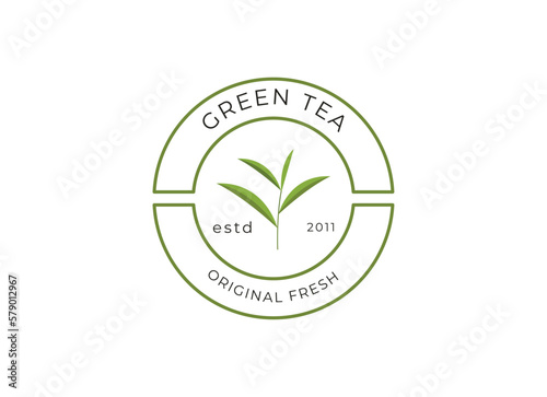 Tea leaf logo design template. icon for tea shop, tea store, packaging product.