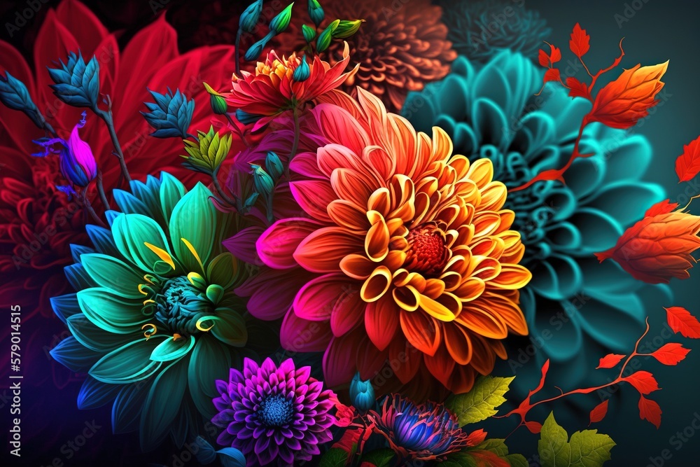 Bright and colorful flower bouquet, generative ai Bright and colorful flower bouquet, generative ai