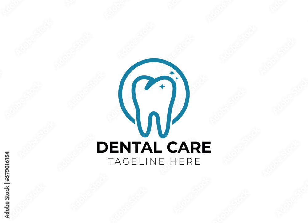 Fototapeta premium Dental clinic and dental care logo. Dentist, teeth care or oral clinic logo
