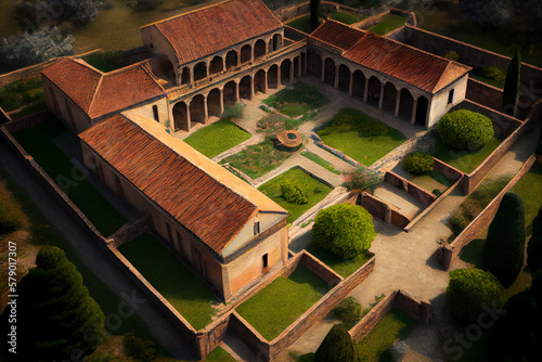 Roman villa in ancient rome countryside