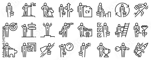 Line icons about career on transparent background with editable stroke.