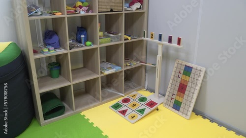 Department of neuro correction of behavior and speech, sensory integration and sensorimotor correction. ABA therapy in the treatment of autism in children. The office has all the necessary things. photo