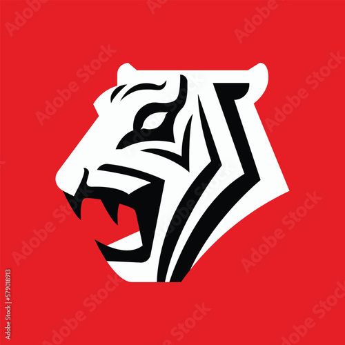 Minimalist japanese style tiger logo.