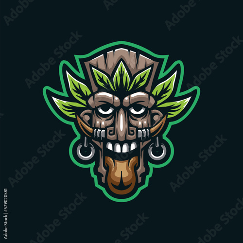 Tribe mascot logo design vector with modern illustration concept style for badge, emblem and t shirt printing. Tribe face illustration.