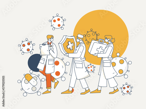 Medical Characters Anti-epidemic Flat Vector Concept Operation Hand Drawn Illustration
