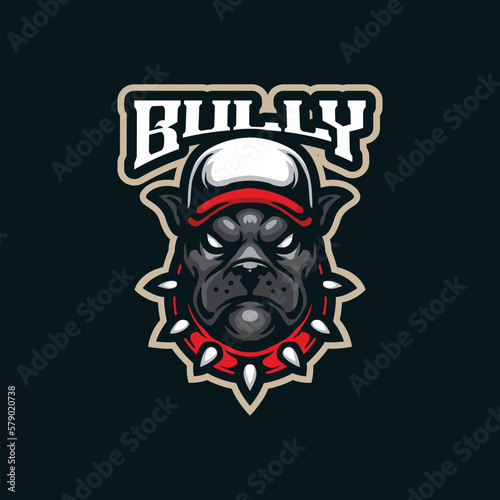 Bully mascot logo design vector with modern illustration concept style for badge, emblem and t shirt printing. Dog head illustration.