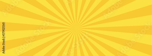 Yellow banner with Sun rays, lines background, light
