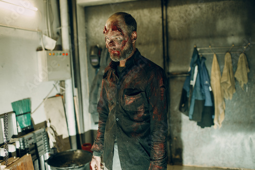 Wallpaper Mural Zombie male makeup for halloween concept. Make up skin and blood face Torontodigital.ca