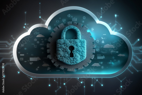 Wallpaper Mural Cyber security, digital data network protection, cloud system futuristic concept. Generative ai. Torontodigital.ca