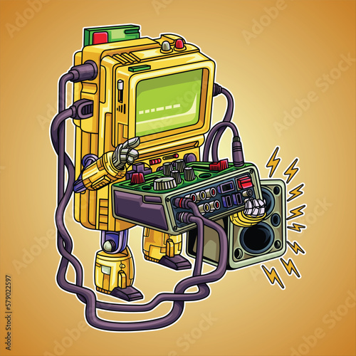 Gameboy Sytnh Character Illustration