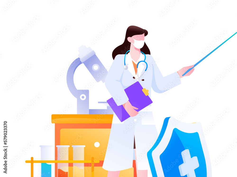 Fototapeta premium Medical Characters Anti-epidemic Flat Vector Concept Operation Hand Drawn Illustration 