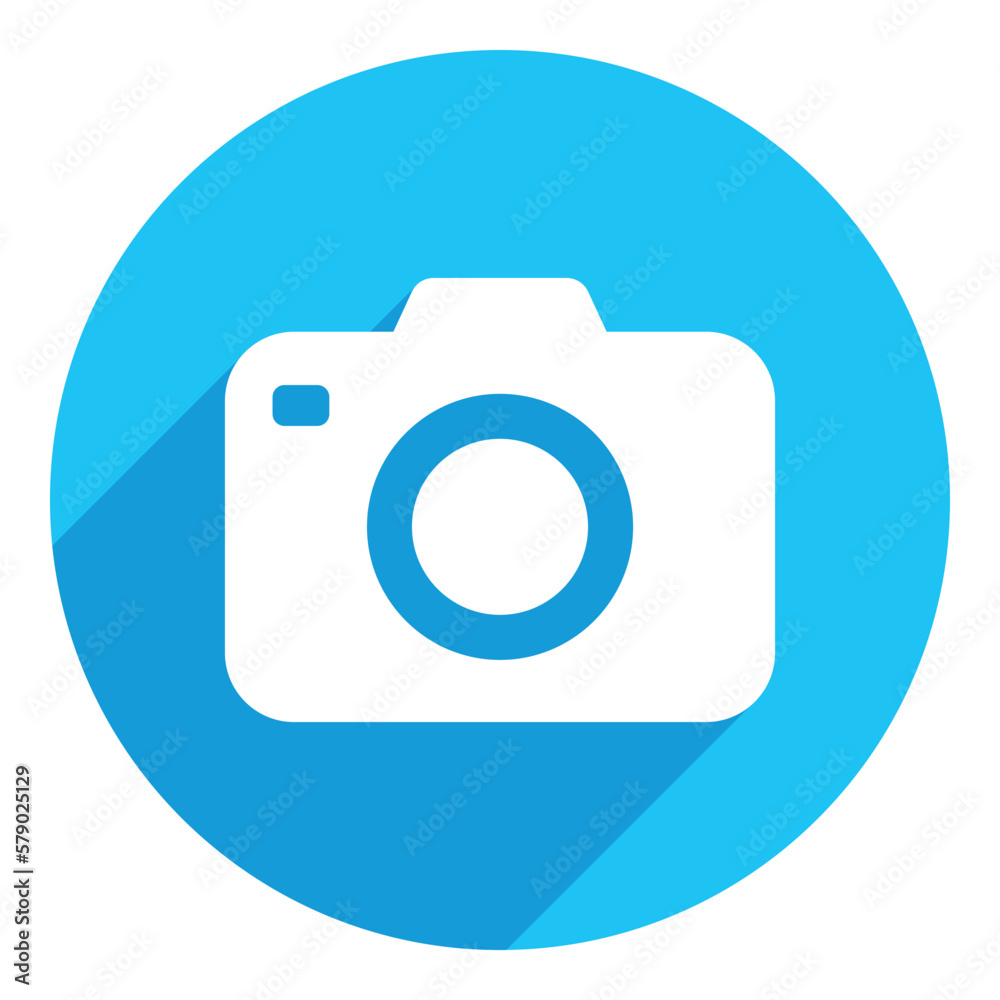 Camera icon. long shadow design. blue background. Camera icon. long shadow design. blue background.