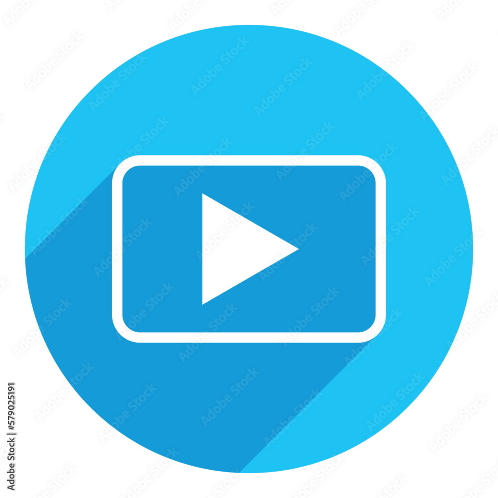 Video icon long shadow design. blue background. Video icon long shadow design. blue background.