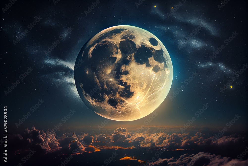 beautiful moon in the sky, full moon, bright moon, shiny moon, AI Generated beautiful moon in the sky, full moon, bright moon, shiny moon, AI Generated