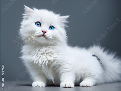 cute white ragdoll breed cat, baby kitten, kitty photo