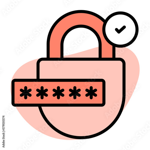 Padlock with check mark denoting secure password vector