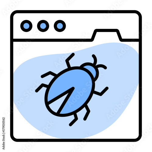 Bug on webpage showing concept vector of malicious website