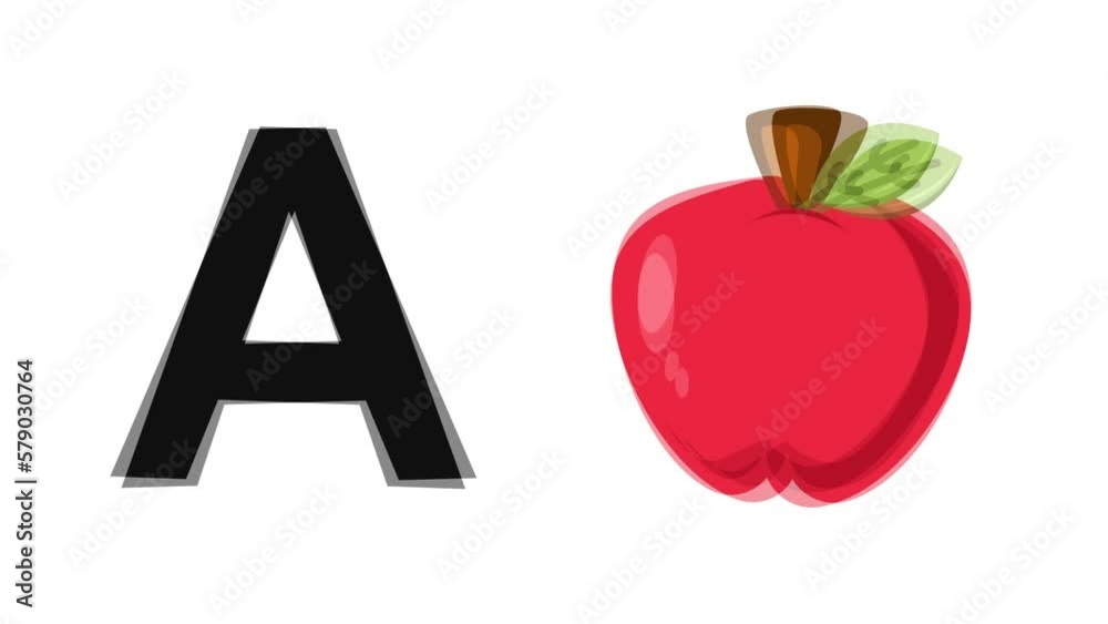a for apple, learn letters and alphabet animation for kids