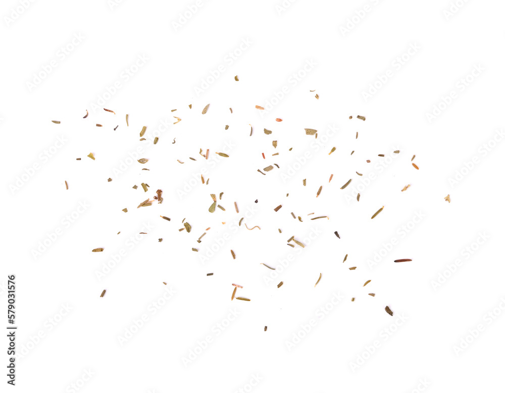 Heap of dried Thyme on white background