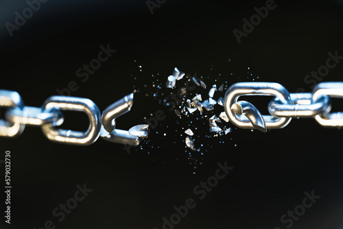 Obraz na płótnie Breaking Chains. 3D Rendering Symbolizing Strength, Power, and Independence w salonie