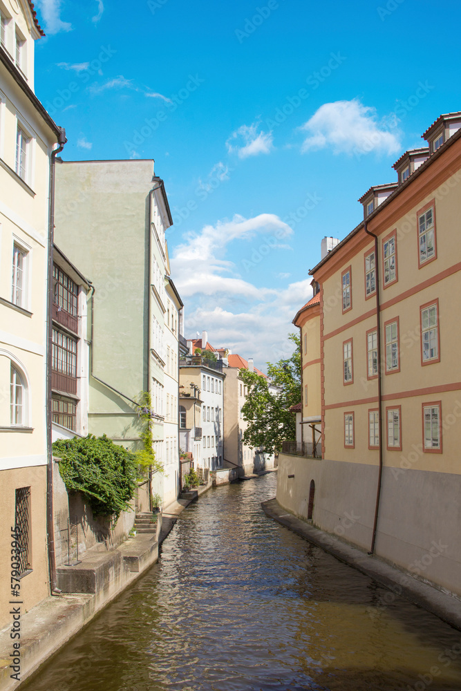 Beautiful view of the Chertovka River in Prague, Czech Republic