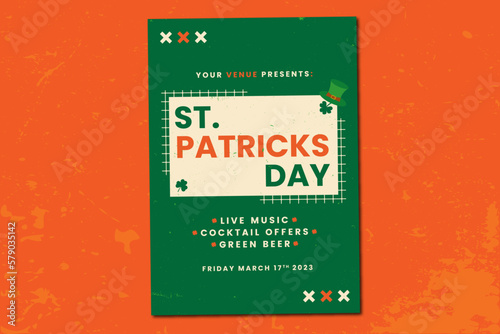St Patrick's Day flyer, promotional material, poster, social media instagram. Bold, Minimal and grunge
