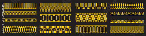 Decorative seamless Art Deco borders vintage geometric design elements set