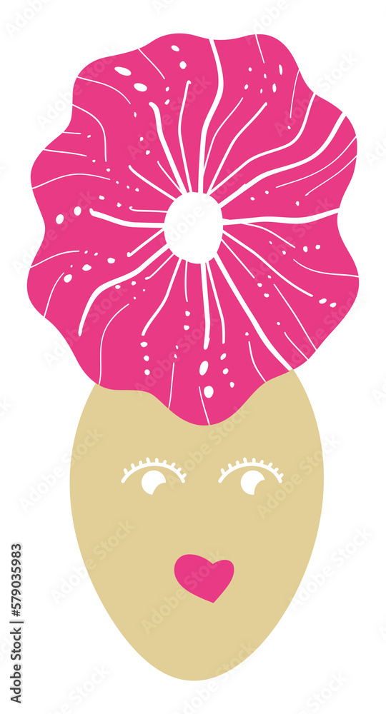 Obraz premium Women Face Floral Head Clip Art Isolated