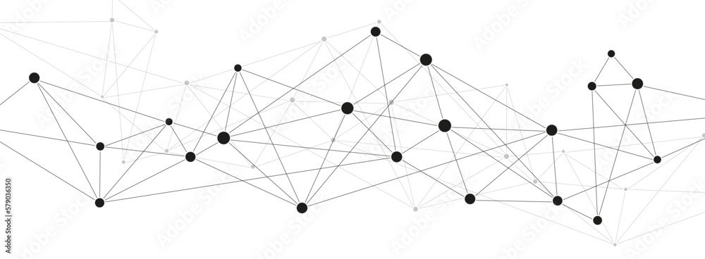 Abstract network polygonal system connect lines and dots background template.