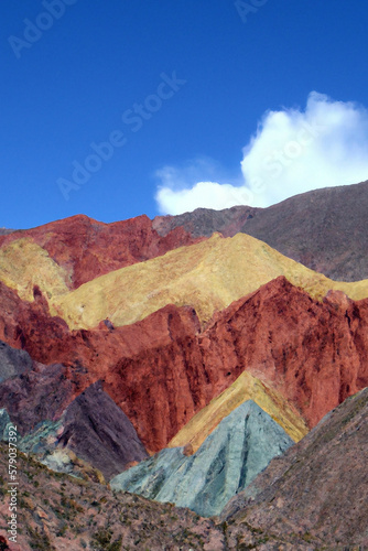 beautiful landscape with colorful mountains and blue sky generative AI  photo