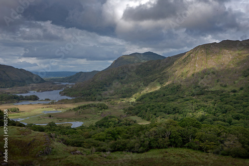 ireland, ring of Kerry, westcoast, mystical landscapes, valley, clouds, lake, 