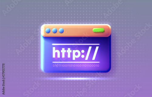 Http window web page, browser global link, online user bar. Vector