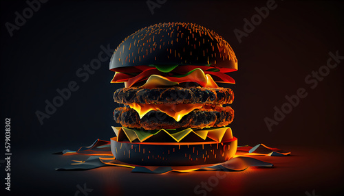 Concept of tasty food with hamburger. Generative AI.
